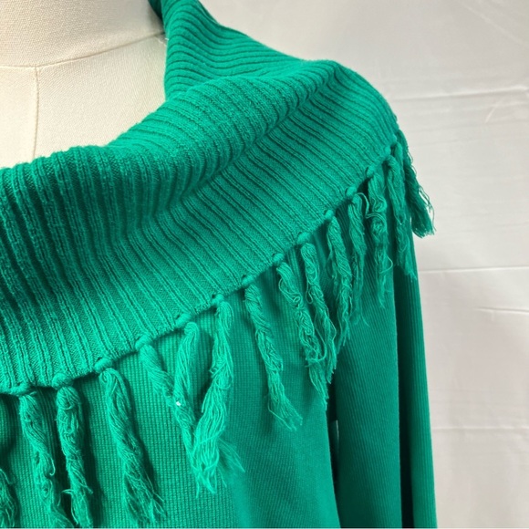 Rafaella Cowl Neck Fringe Long sleeve Sweater Womens XL Spring Soft‎ Boho bright - Picture 7 of 14